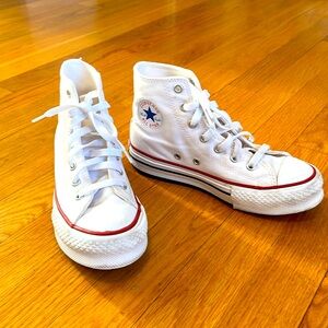 White Converse high tops